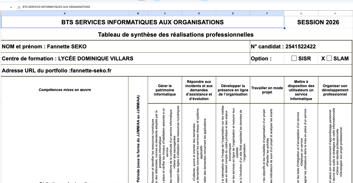 6- Annexe 6-1 - Tableau de synthèse - Epreuve E4 - BTS SIO 2023